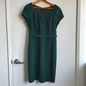 Elie Tahari Green Petite Size 8 Wool Sheath Dress